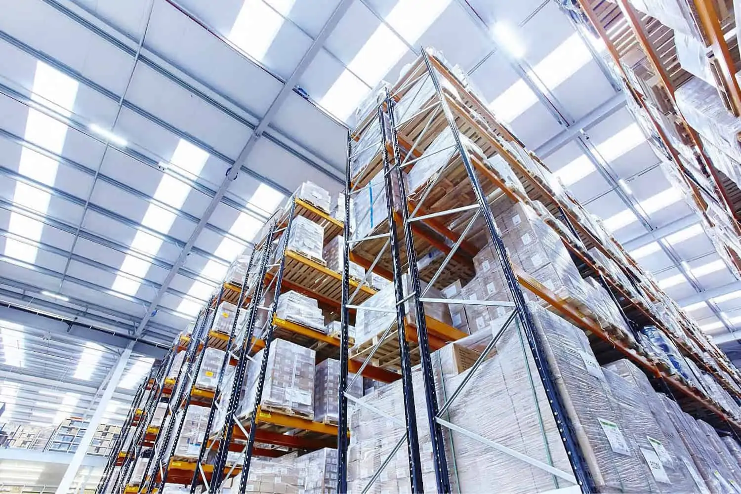 Warehouse shelves with stock