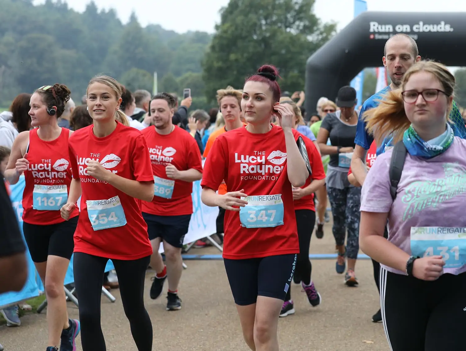 Group of people running