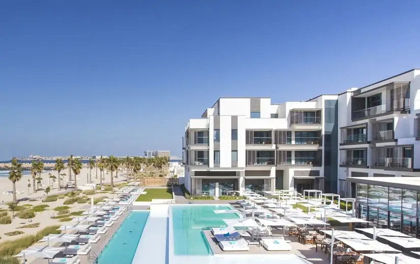 A luxury hotel with pool