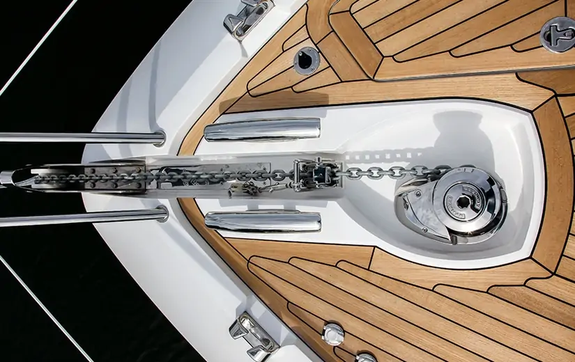 A close-up of yacht decking