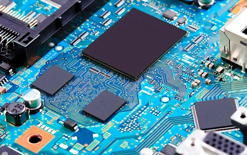A brightly coloured circuit board