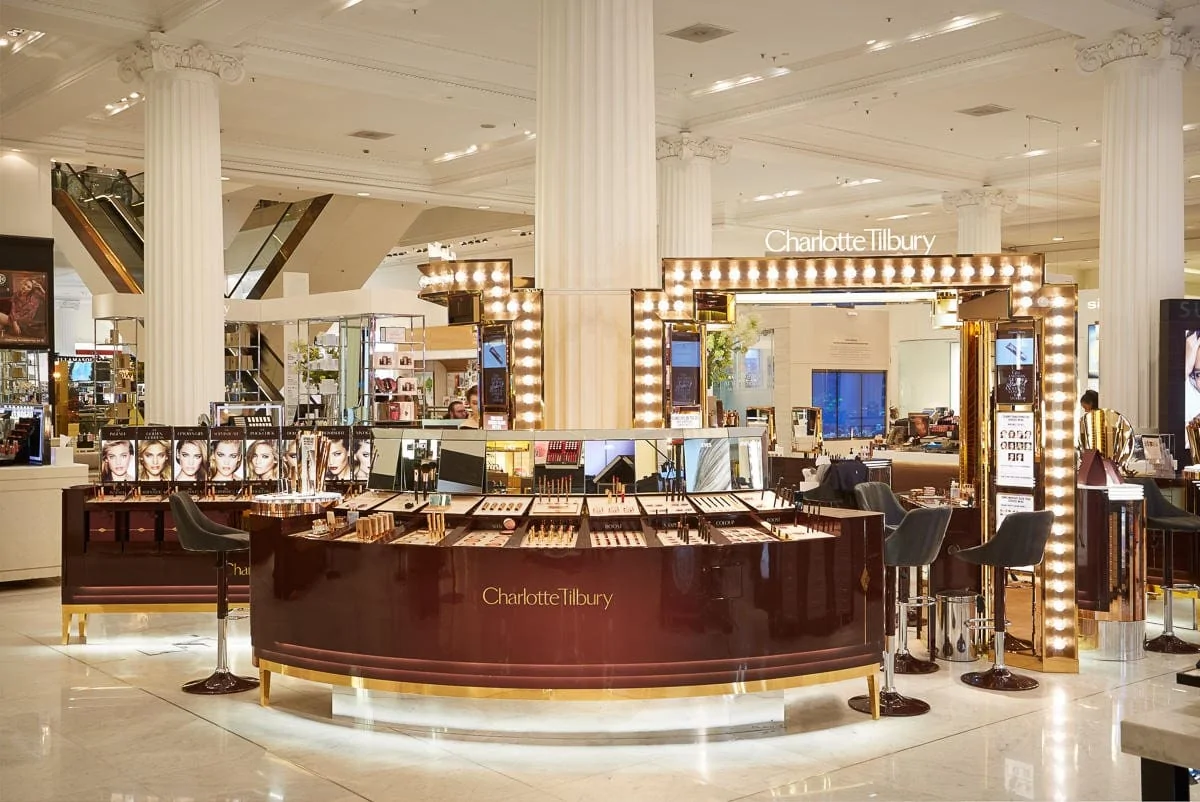 Charlotte Tilbury department store beauty products display