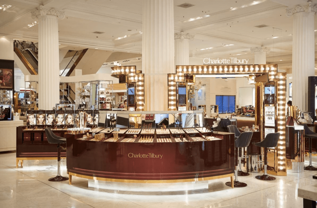 Charlotte Tilbury store with makeup counters