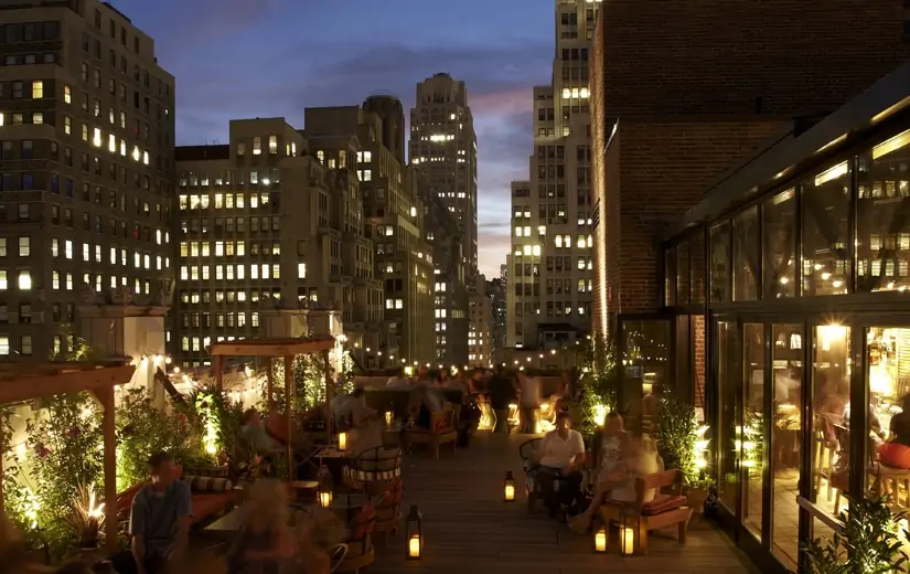 A rooftop restaurant